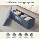 43 Inches Folding Storage Ottoman Bench Linen End of Bed Bench with Padded Seat by DirectDeals