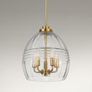 Zen Five Pendant Chain Hanging Light with Clear Glass - Satin