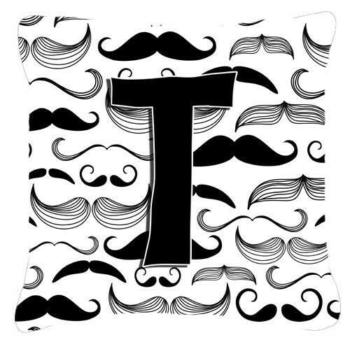 Letter T Moustache Initial Canvas Fabric Decorative Pillow CJ2009-TPW1414