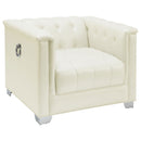Earline - Upholstered Track Arm Accent Chair - White by HouseOfZazla