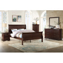 Contemporary Louis Philip Cherry Chest With Five Drawers Solid Wood Ample Storage - Cherry by HouseOfZazla