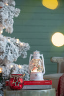 Christmas Plastic / Resin Lantern With Snowman & Tree LED / Water Spinning / 6 Hours Timer, 3*AA Batteries Required - White / Multi by HouseOfZazla