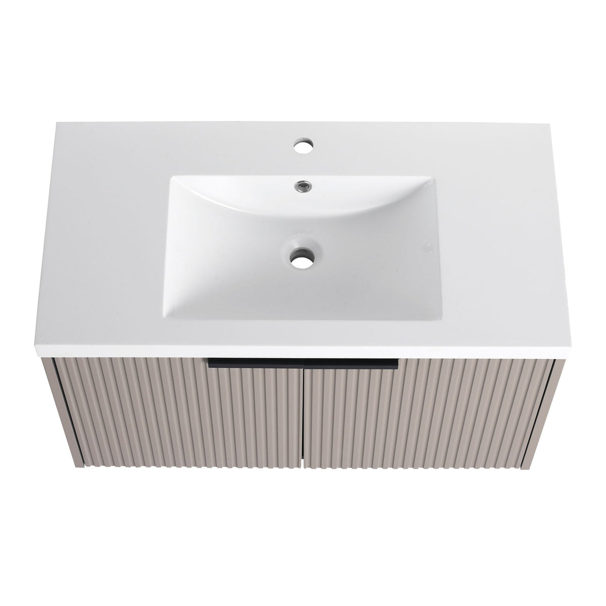 Contemporary Wall Mounted Bathroom Vanity With Resin Double Sink, photo 28 of 40