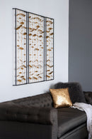 Metal Decorative Wall Art With Frame, Wall Decor For Living Room (Set of 3) - Gold by Unique Piece Furniture