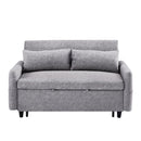 55.1" Pull Out Sleep Sofa Bed Loveseats Sofa Couch with Adjustable Backrest, Storage Pockets, 2 Soft Pillows, USB Ports for Living Room, Bedroom, Apartment, Office,Grey