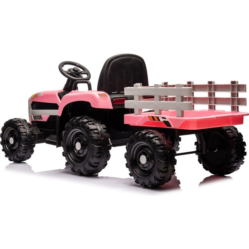 Ride on Tractor with Trailer,24V Battery Powered Electric Tractor Toy, 200wx2motor 1.86-4.97MPH/Remote Control,electric car for kids,Three speed adjustable,USB,MP3, Bluetooth,LED light, safety belt
