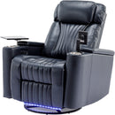 270° Power Swivel Recliner Home Theater Chair With Hidden Arm Storage, LED Light, Cup Holder, And Tray Table by HouseOfZazla