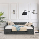Upholstered Tufted Daybed With 2 Drawers, Waved Arms