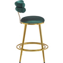 27.65'' Modern Counter Stools Set of 2,Dark green  velvet Counter Stools with iron Frame,Soft back and cushion,Footrest,suitable for Kitchen/Bedroom/Dining Room