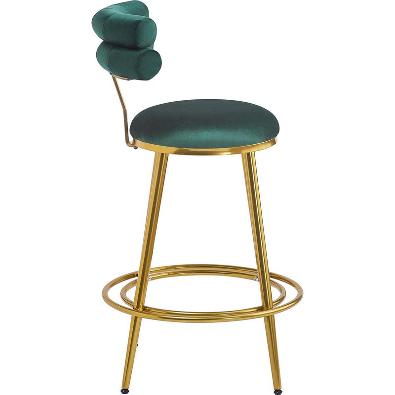 27.65'' Modern Counter Stools Set of 2,Dark green  velvet Counter Stools with iron Frame,Soft back and cushion,Footrest,suitable for Kitchen/Bedroom/Dining Room