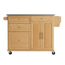 Indoor Bamboo Rolling Kitchen Island with Stainless Steel Top by HouseOfZazla