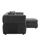 87.7" Sectional Sofa Cozy Teddy Fleece Fabric Sectional Sofa Couch with Two USB Ports a Movable Storage Ottoman and Two Lumbar Pillows for Living Room, Gray