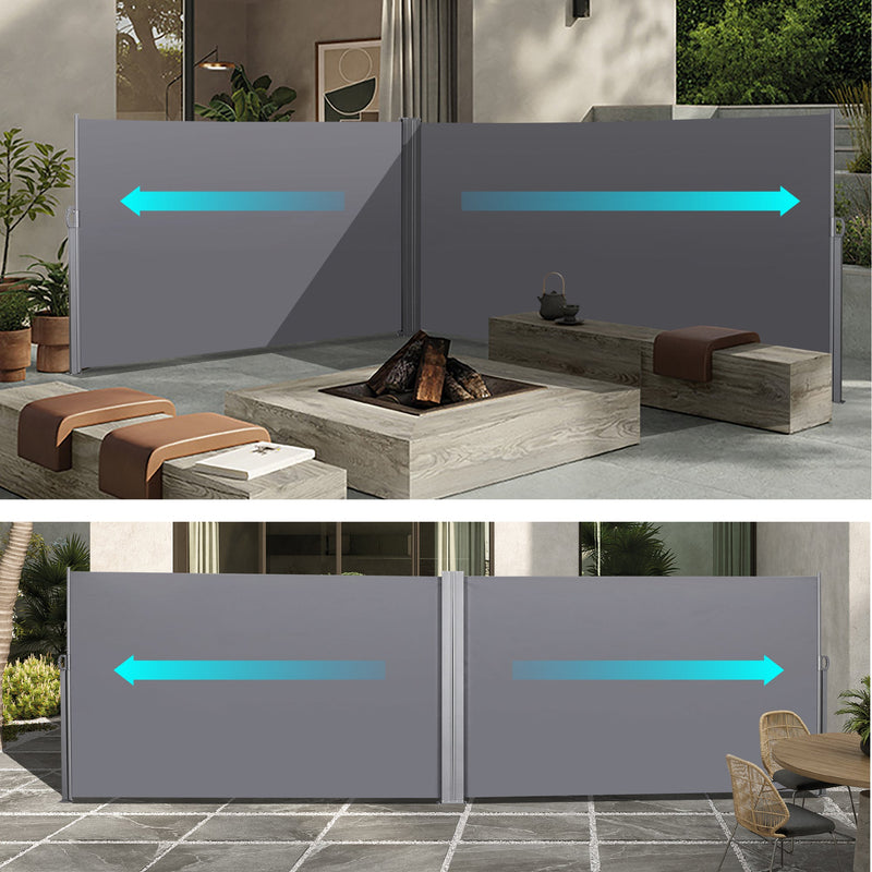 276" x 71"Retractable Side Awning, Waterproof & UV-Resistant, Privacy Screen Divider Roll Up Balcony(Grey)