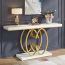 Console Table, Geometric Entryway Table For Living Hallway - White / Gold by HouseOfZazla