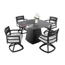 Outdoor Patio Dining Set, Squircle Dining Table, Dining Chairs With Sunbrella Cushions by Unique Piece Furniture