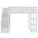 Loft Bed With 4 Layer Shelves, Storage Staircase, Small Wardrobe And LED Light by Unique Piece Furniture