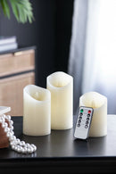 Flickering LED Candles With Remote Timer (Set of 3) - Ivory by HouseOfZazla