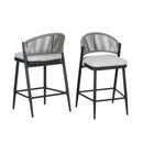 Outdoor 26" Counter Height Metal Frame Counter Stools With Scallop Shaped Backrest & Water Resistant Cushions by HouseOfZazla