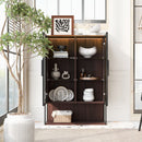 Modern Minimalist Tall Lighted Display Cabinet With Tempered Glass Door - Black / Dark Walnut by Unique Piece Furniture
