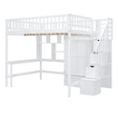 Loft Bed With Bookshelf, Drawers, Desk, And Wardrobe