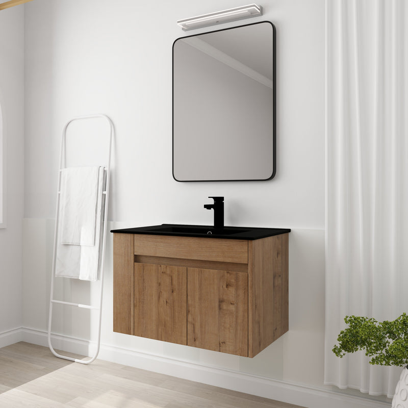 30 Inch Bathroom Vanity With Black Ceramic Basin and Adjust Open Shelf (KD-PACKING)