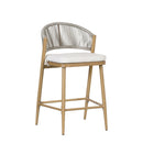 Outdoor 26" Counter Height Metal Frame Counter Stools With Scallop Shaped Backrest & Water Resistant Cushions by HouseOfZazla