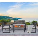 4 Piece Patio Furniture Set With Acacia Wood Table Top And Cushions by HouseOfZazla