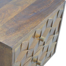 Cube Carved Bedside Table Nightstand - Chestnut by Unique Piece Furniture
