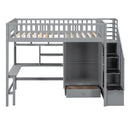 Loft Bed With Bookshelf, Drawers, Desk, And Wardrobe
