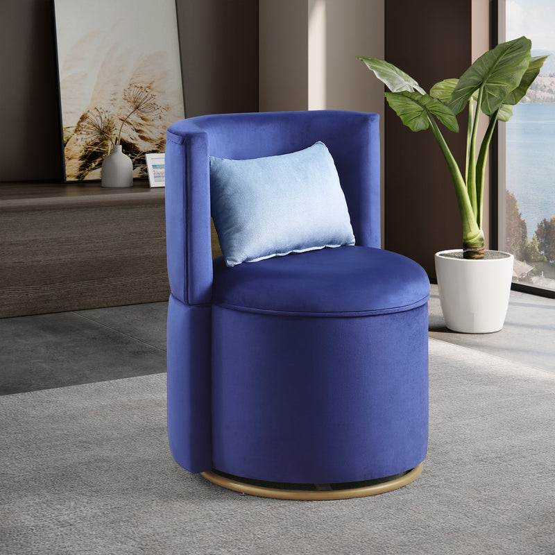 360 Swivel Accent Chair with Storage Function, Velvet Curved Chair with Gold Metal Base for Living Room, Nursery, Bedroom