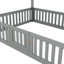 Wood House Bed With Fence And Door by HouseOfZazla