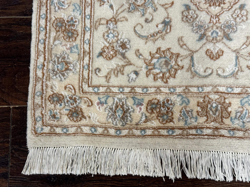 Small Persian Tabriz Rug 2.6 x 3.8, Vintage, Wool and Silk Highlights, Fine 225 KPSI