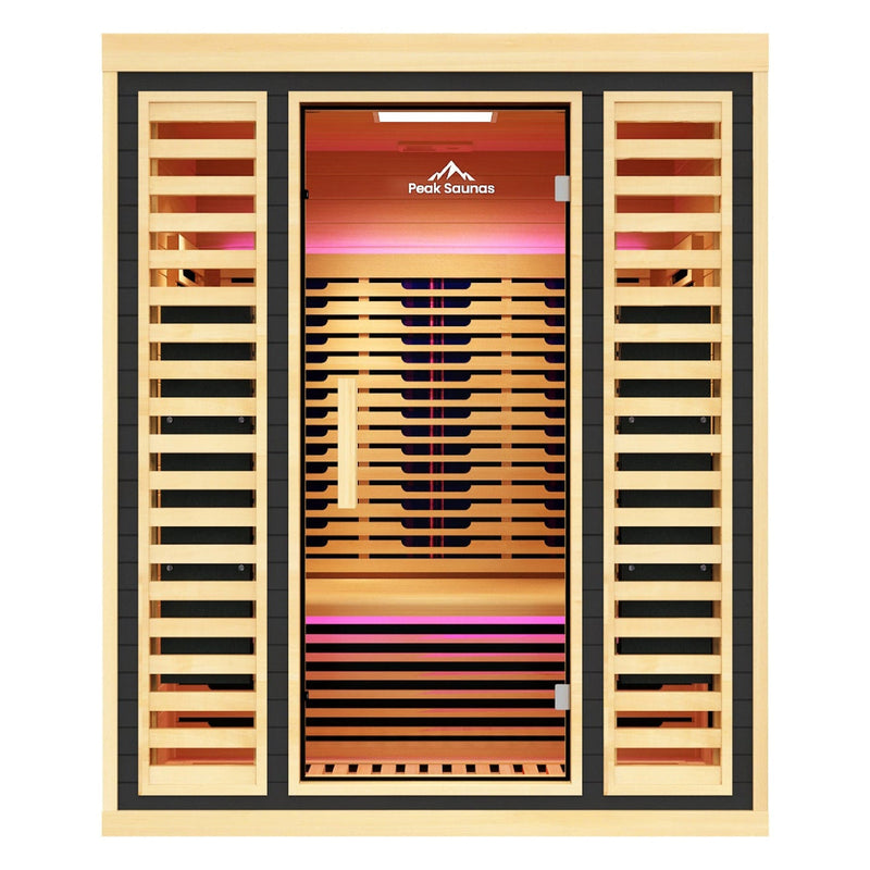 Peak Saunas Denali Luxury 3-Person Full Spectrum Infrared Sauna with Two XL Medical-Grade Red Light Therapy Panels & Smart WiFi App Control