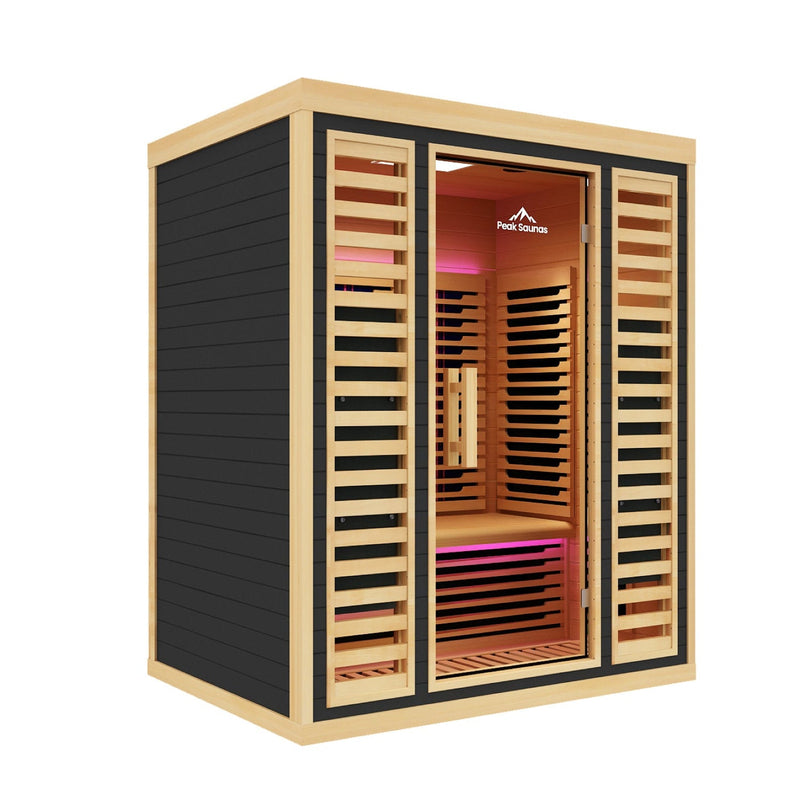 Peak Saunas Denali Luxury 3-Person Full Spectrum Infrared Sauna with Two XL Medical-Grade Red Light Therapy Panels & Smart WiFi App Control
