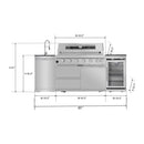 Castelle Flame Verona 44-Inch 6-Burner 85K BTU Stainless Steel Outdoor BBQ Kitchen Grill Island With Wine Cooler, Rotisserie Kit, And Storage Cabinets (SAK97105)
