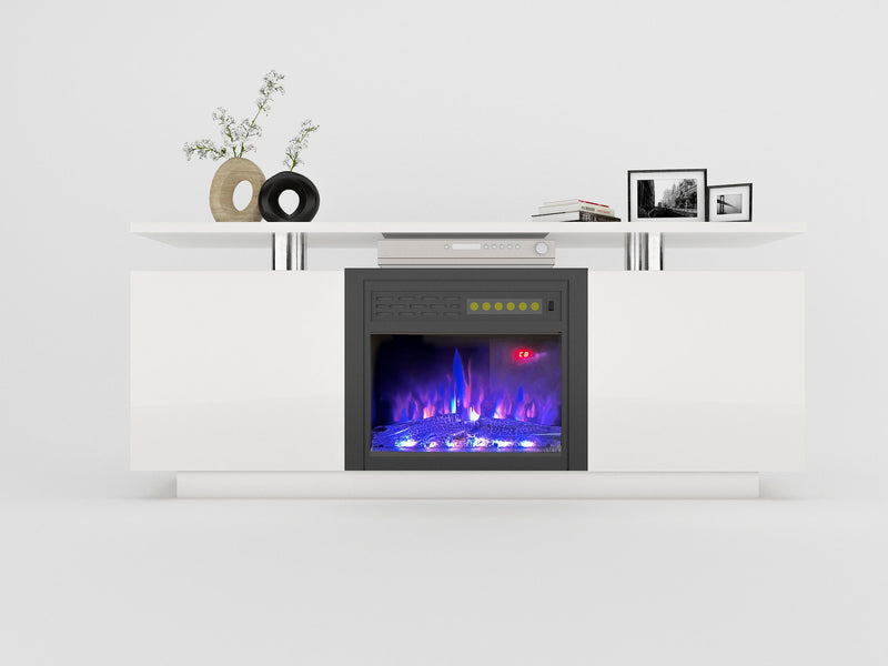 160CM high gloss TV cabinet tv unit with fireplace, have heat and flame color changes