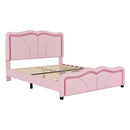 Upholstered Platform Bed & Curve Shaped And Height Adjustable Headboard, LED Light Strips by Unique Piece Furniture