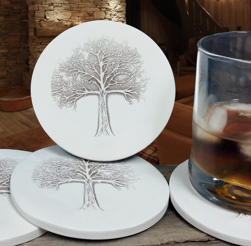 Tree  Drink Coasters, installed in a room