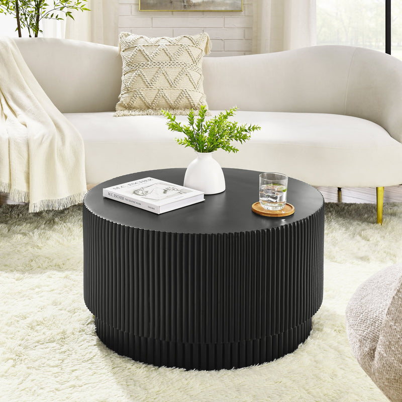 Walker Edison - 15.72-inch H-barrel coffee table, Nordic style, simple design, suitable for indoor and outdoor use, magnesium oxide material, suitable for living room, bedroom or garden sofa