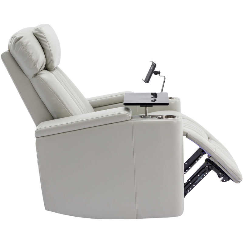 270 Power Swivel Recliner,Home Theater Seating With Hidden Arm Storage and LED Light Strip,Cup Holder,360 Swivel Tray Table,and Cell Phone Holder,Soft Living Room Chair,Grey