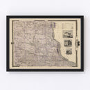 Vintage Map of Clayton County, Iowa 1875