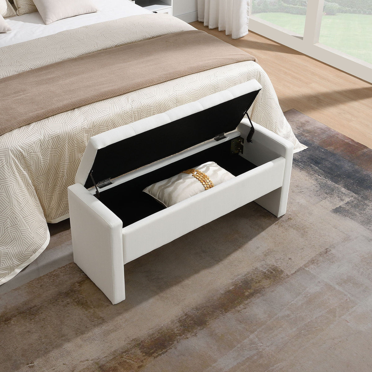 Modern Upholstered Large Bed End Bench With Storage, photo 9 of 20