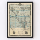Vintage Map of Delaware County, Iowa 1875
