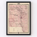 Vintage Map of Johnson County, Iowa 1875