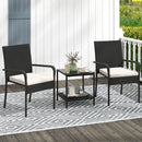 3 Piece Patio Furniture Set with Seat Cushions and Tempered Glass Tabletop by LJGDeals