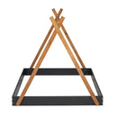 Full Size Tent Floor Bed With Triangle Structure, Low Profile Design - Black / Brown by Unique Piece Furniture