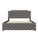 Upholstered Platform Bed With 2 Drawers And 2 Sets Of USB Ports On Each Side, Fabric