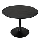 42.13"Modern Round Dining Table,Four Patchwork Tabletops with Black Solid Wood Veneer Table Top,Metal Base Dining Table, End Table Leisure Coffee Table