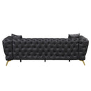 88.5" Modern Sofa Couch PU Upholstered Sofa with Sturdy Metal Legs, Button Tufted Back, 3 Seater Sofa Couch for Living Room, Apartment, Home Office, Black
