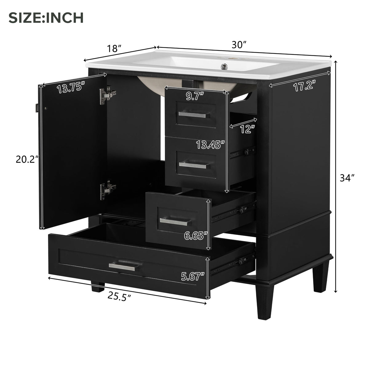 30" Bathroom Vanity with Sink Combo Set, photo 7 of 10